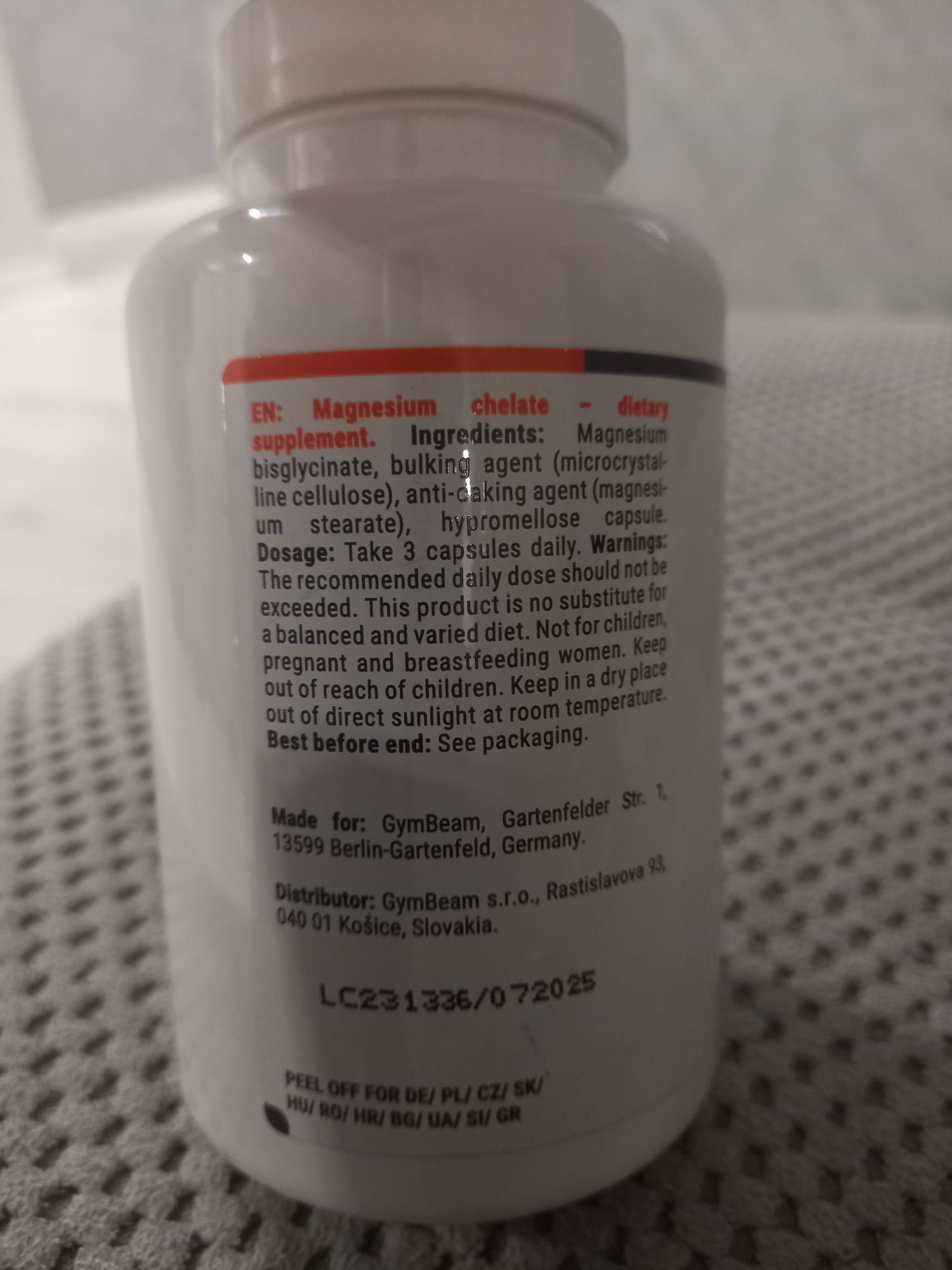 Магній хелат magnesium chelate 180 капсул  для занять спортом
