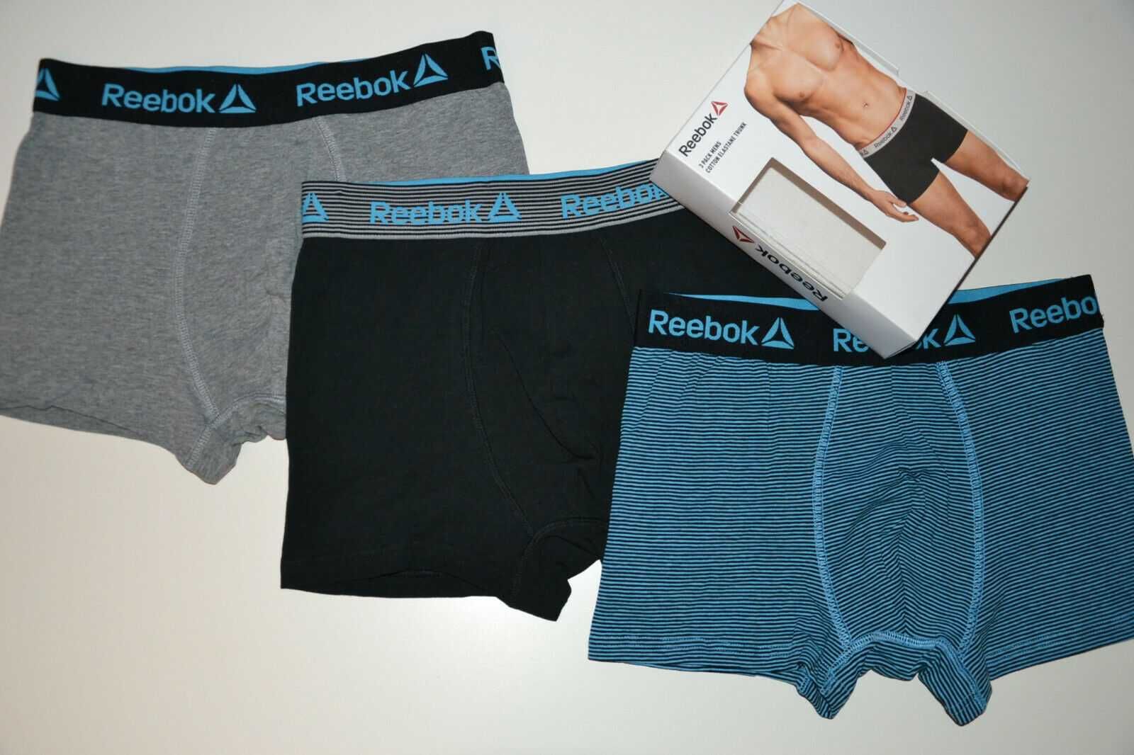 Nowe Bokserki REEBOK 3 Pack Majtki Męskie Roz S Bawełna 100% Oryginał