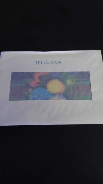 Telegram z kopertą, Pocztówka PRL.