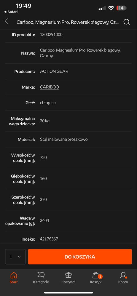 Rowerek biegowy cariboo magnesium pro