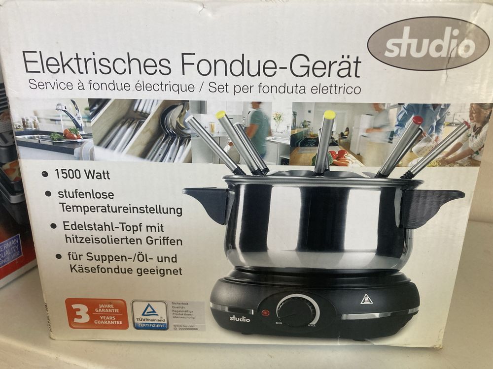 Nowy Elektryczny Zestaw do Fondue Stal Nierdzewna 1500W 8 widelców W-a