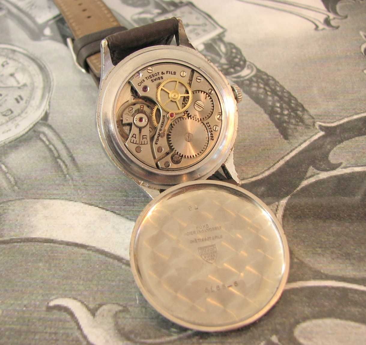 Classic vintage zegarek WW2 TISSOT 16 Jewels piękny duży model Swiss