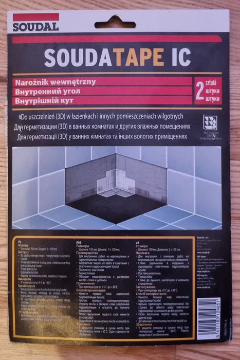 Soudal nowy soudatape ic narożnik wewnętrzny wodoodporny, 2szt,  nieod