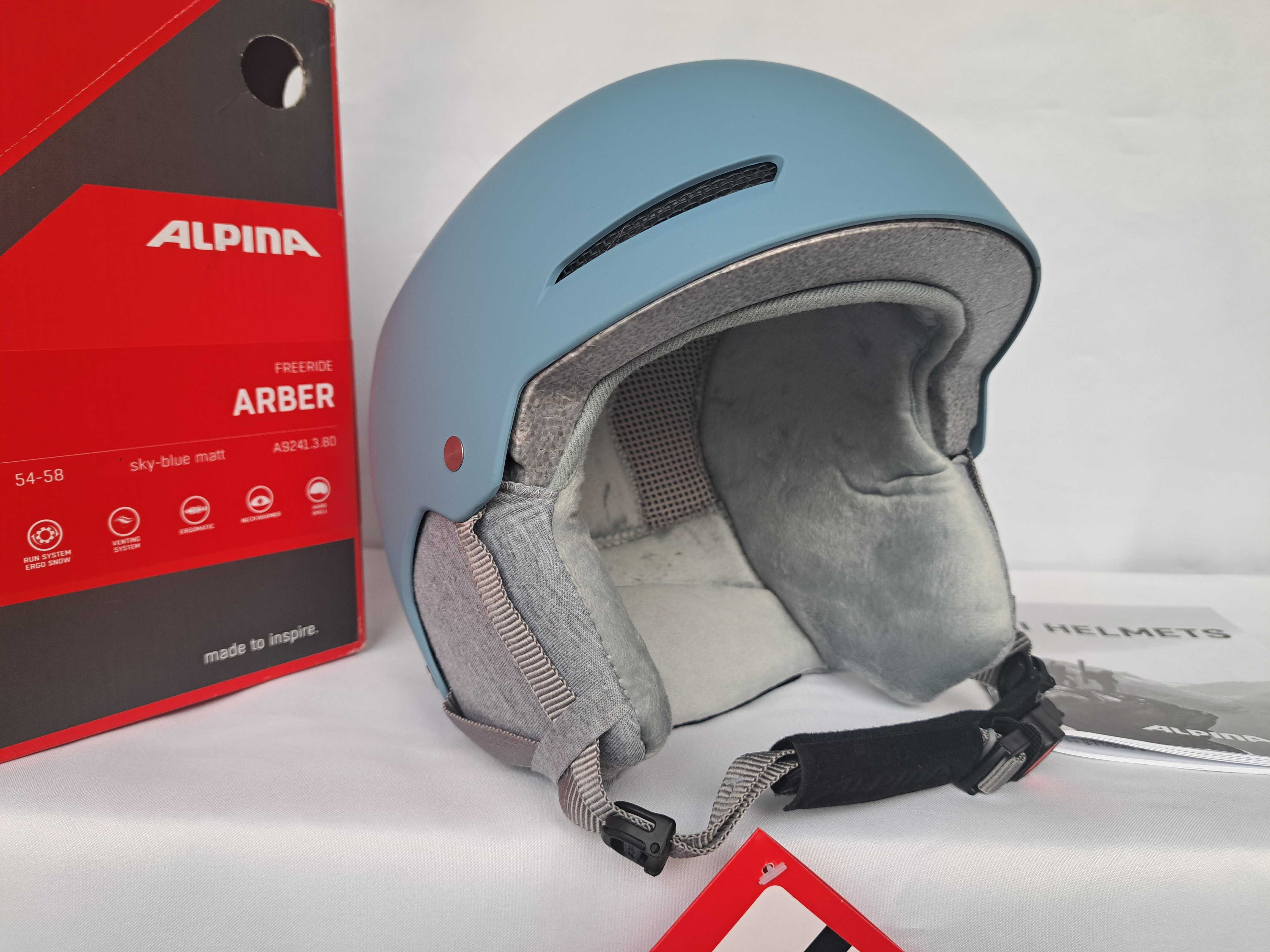Kask Narciarski Alpina Arber Freeride Sky Blue Matt 54-58cm