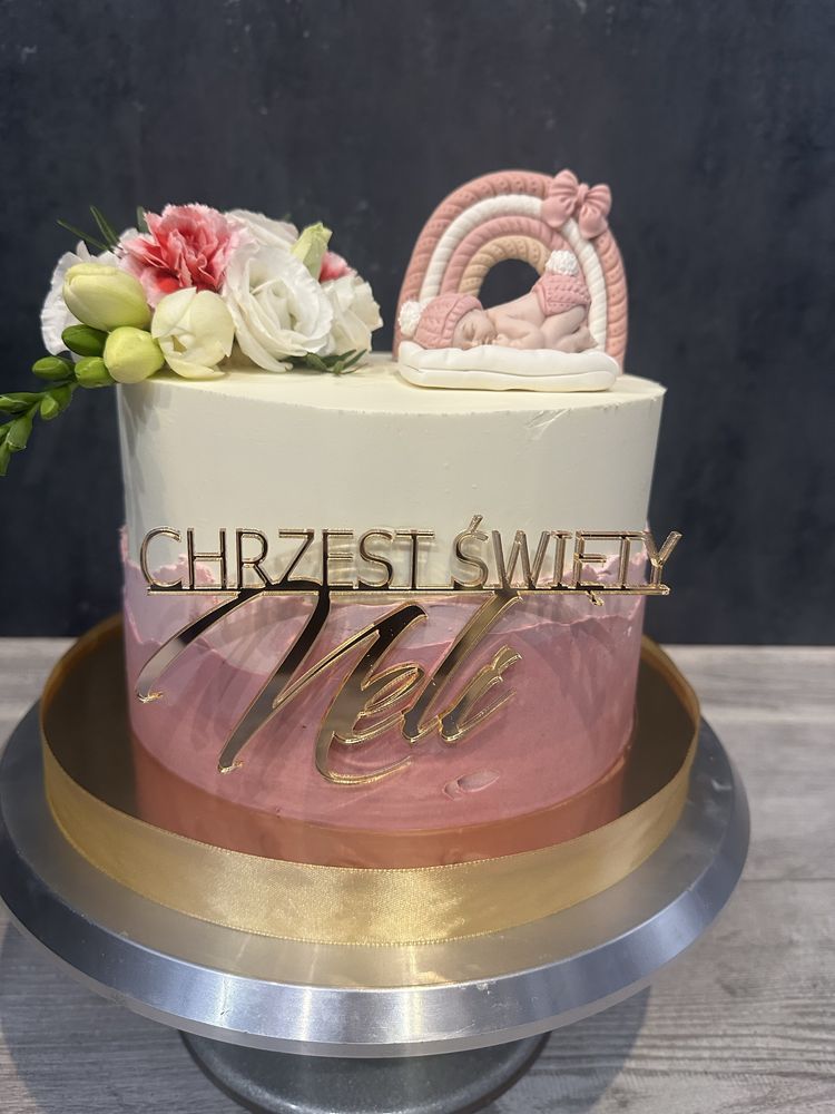 Dekoracja na tort chrzest, figurka, topper