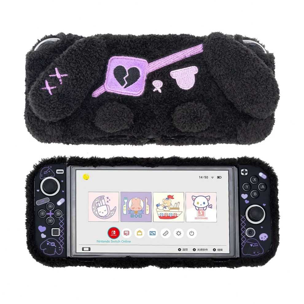 GeekShare Plush Dark Black Bunny - pokrowiec Nintendo Switch OLED