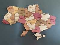 Магнитная деревянная карта Украины (25 магнитов)