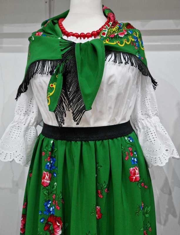 Spódnica ludowa/góralska, zielona w kwiaty 5XL(50)