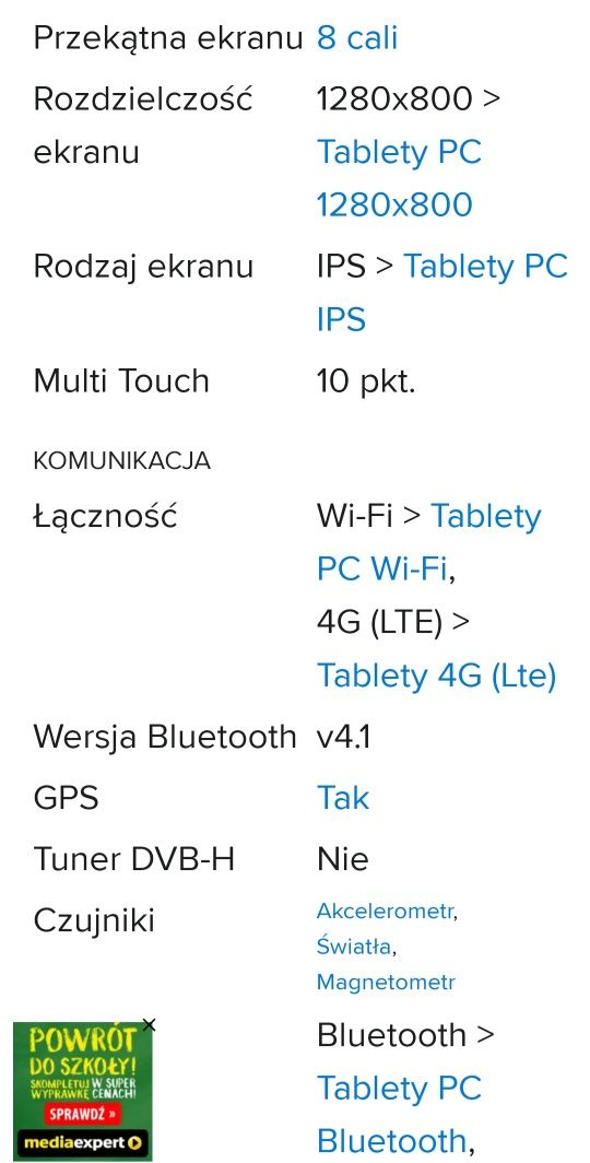 Tablet Lenovo Tab 4 8" LTE,2/16