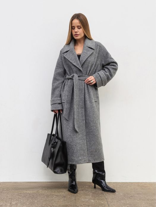 Пальто сіре пухнасте утеплене ворсисте manufacture coosh cher