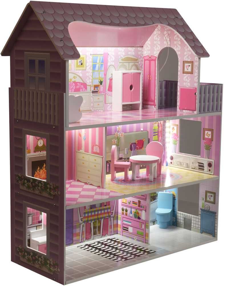 Duży drewniany domek dla lalek olx barbie led z akcesoriami prezent
