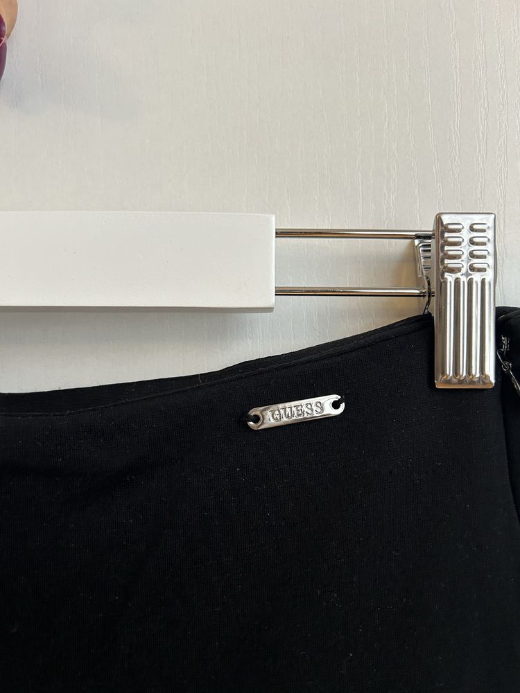 legginsy Guess czarne damskie S wysoki stan na suwak eko skóra zamsz