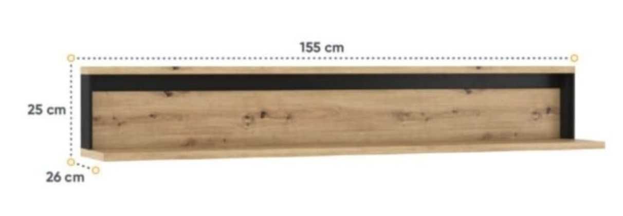 Nowa półka wisząca Lenart QA-05 dąb aristan/czarny