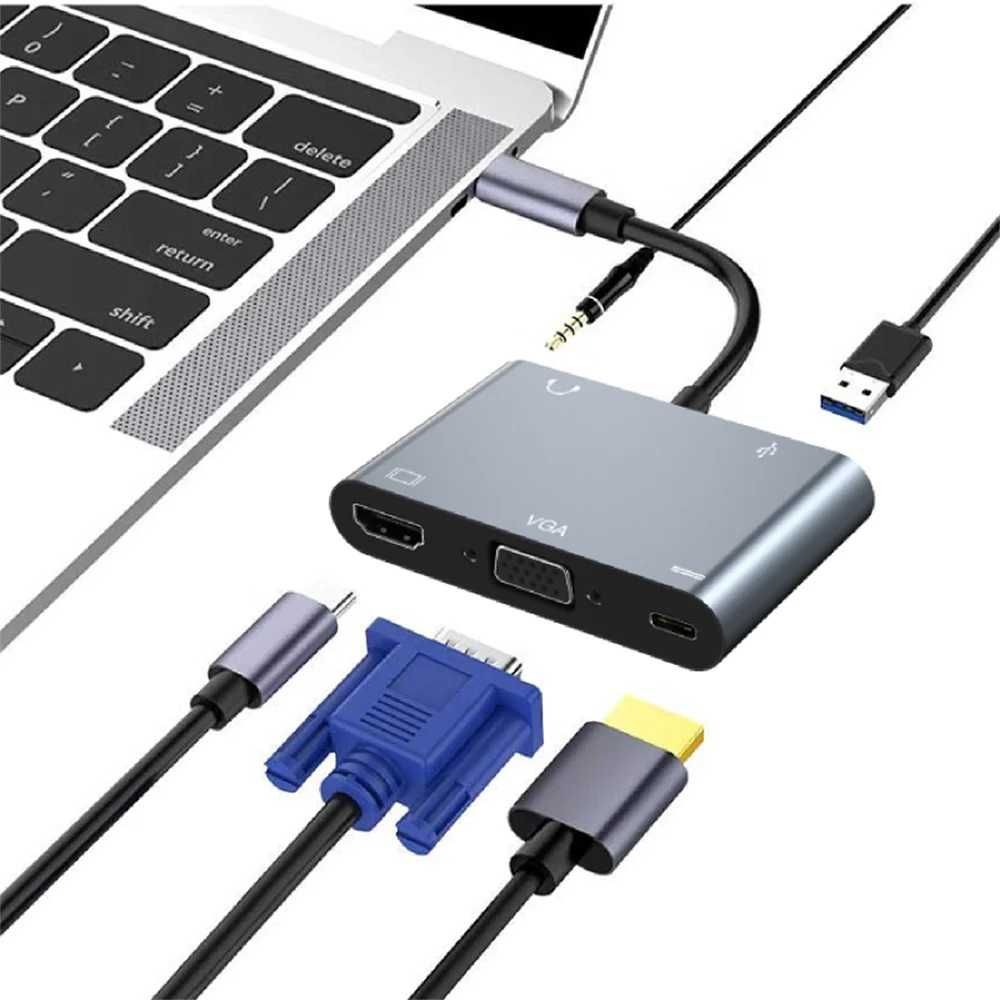 DOC-станція 5 в 1 VGA PD адаптер Usb Splitter