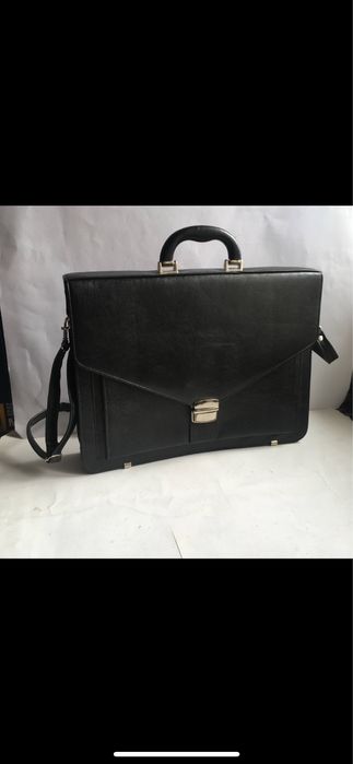 nowa elegancka skórzana Torba biznesowa czarna męska Teczka Aktówka