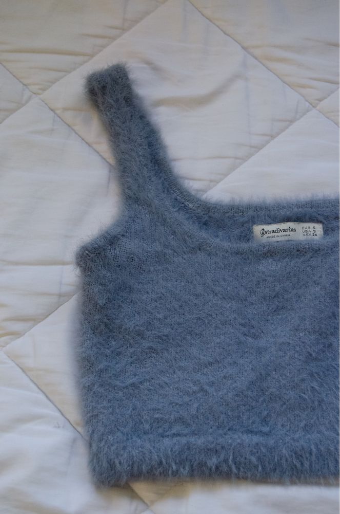 Top azul bebe com pelos