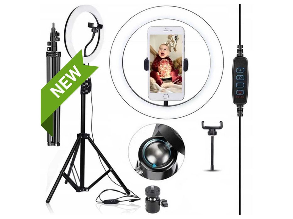 WYPRZEDAŻ Lampa Pierścieniowa Ring LED Statyw Uchwyt Na Telefon