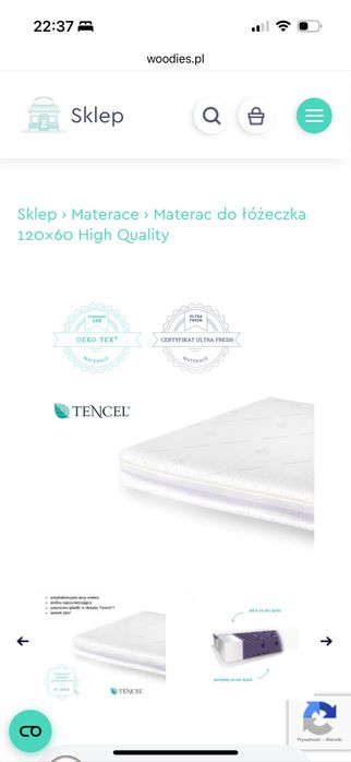 Łóżeczko Woodies plus materac