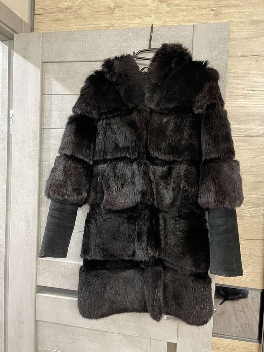 Шуба з кролика та замшу