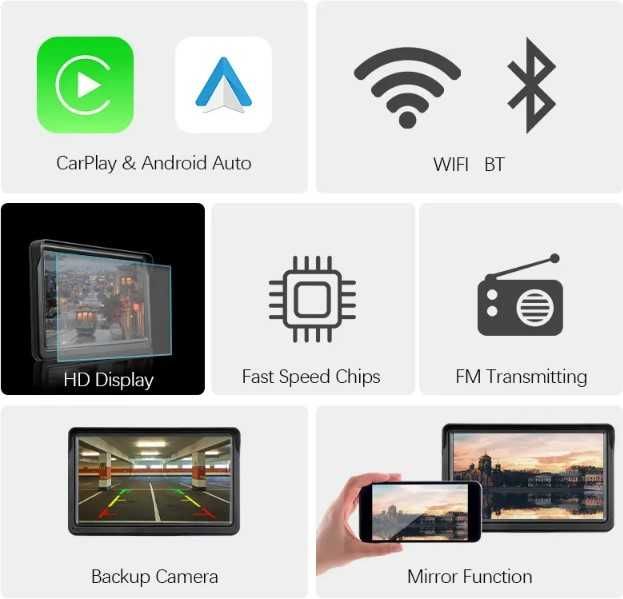 Multimédia 7" Carplay, Android Auto, Ecrã Tátil,  Camara Traseira