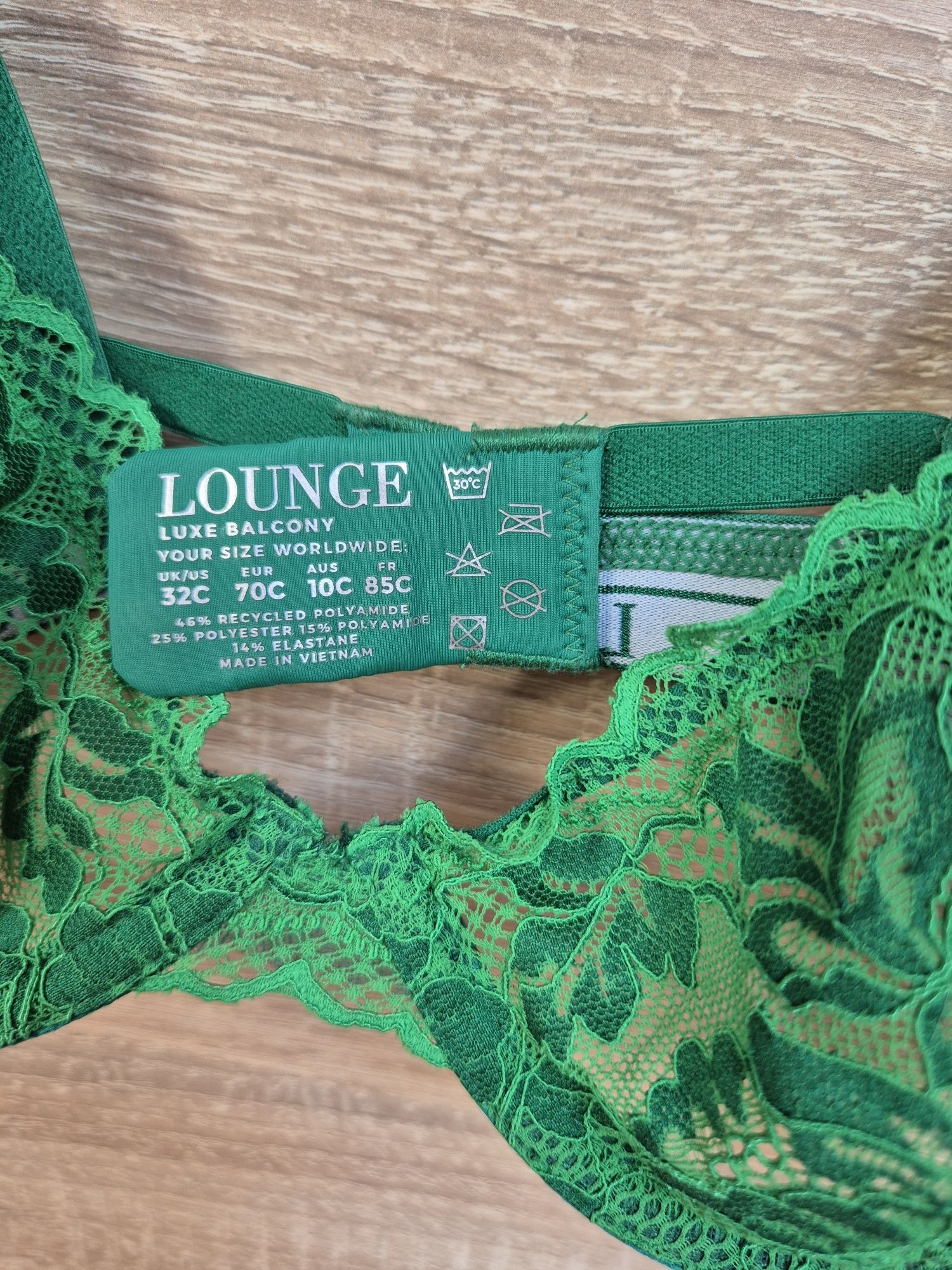 Lounge Luxe Balcony Biustonosz 70C – jak nowy, koronkowy, zielony