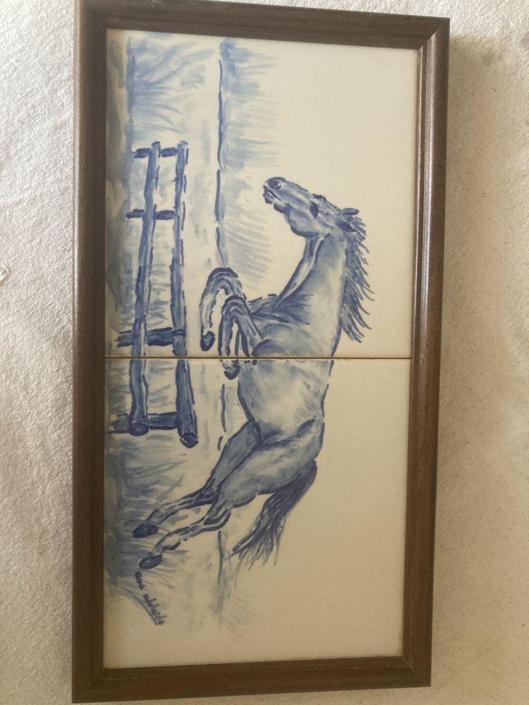 Quadro com azulejos pintados