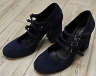 Buty damskie Venezia, skóra zamszowa, granatowe, jak nowe, r. 37 (wj)
