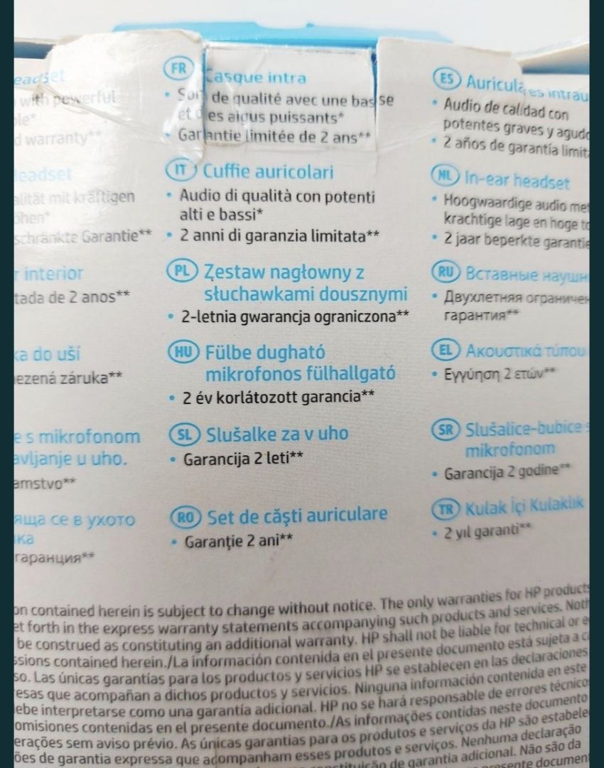 Słuchawki douszne HP headset 150 z mikrofonem do biegania