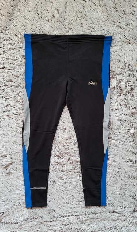 Czarne sportowe męskie ocieplane legginsy do biegania Asics