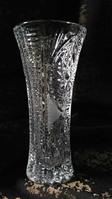 Ваза для цветов хрусталь ссср  гравировка резьба винтаж антиквариат