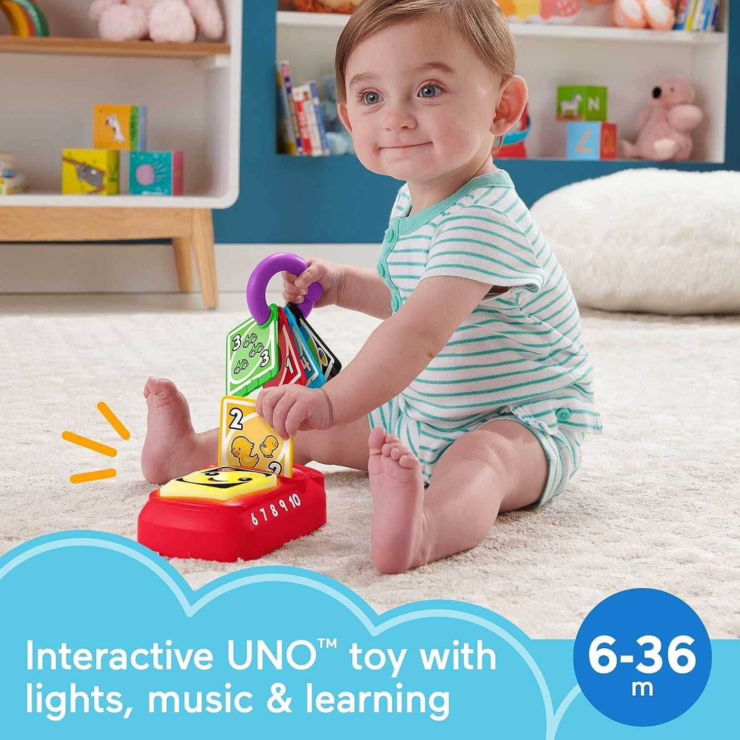 Інтерактивна іграшка Uno малюкам.Fisher Price Laugh музика та світло