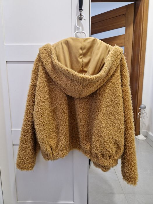 Musztardowa bluza kurtka miś S pull and bear