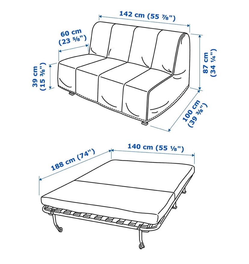 Sofá-cama do IKEA (preço atual de venda no IKEA: 329€)