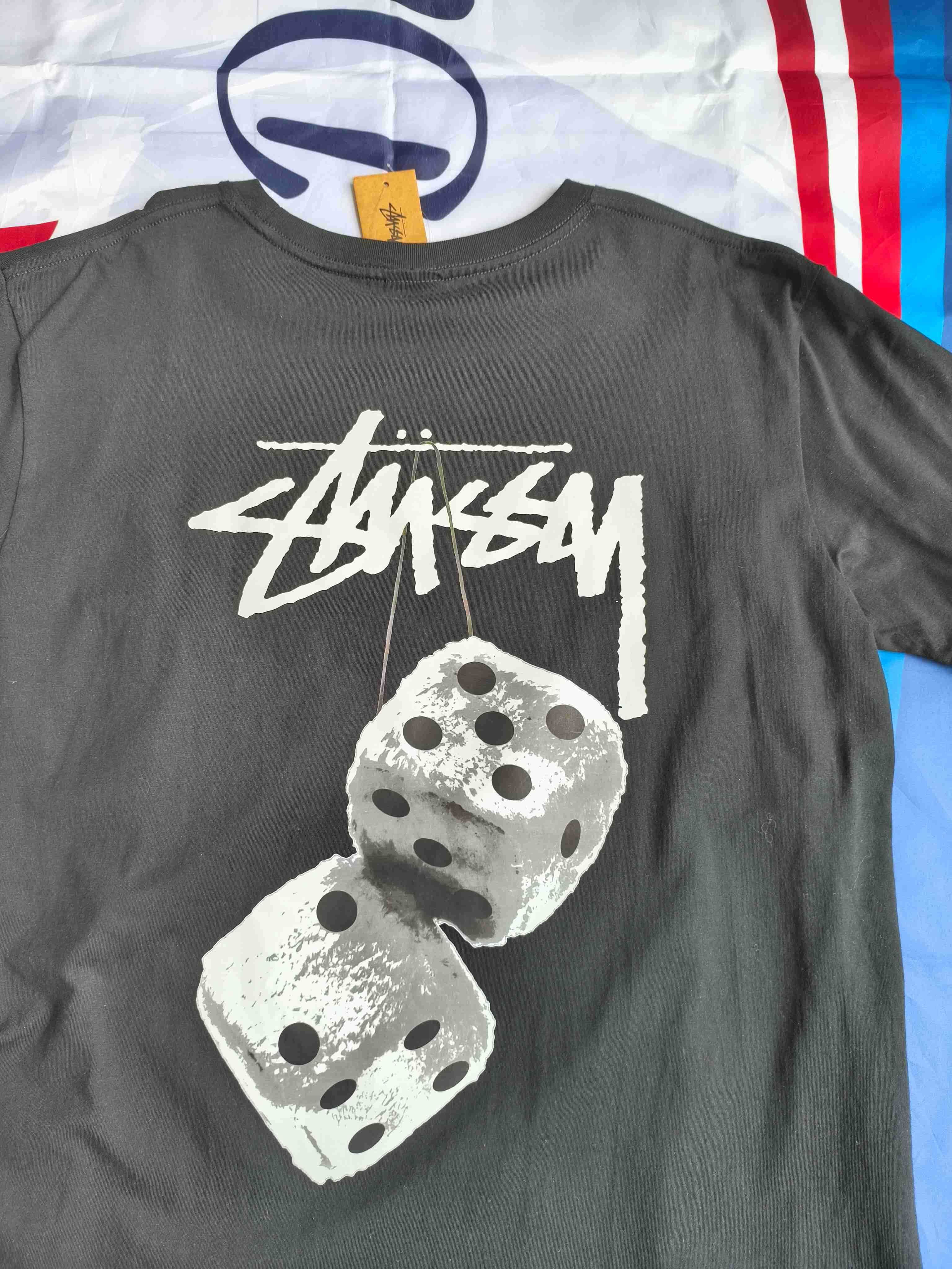 Stussy Męska Czarna Koszulka z Nadrukiem L