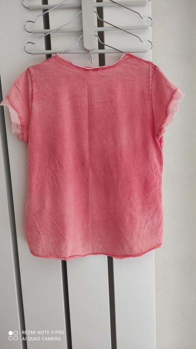 koszulka bluzka t-shirt rozm. uniwersalny różowy koralowy