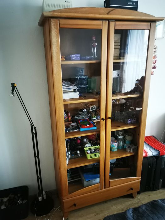 ładna Witryna Biblioteka Komoda szklana drewniana