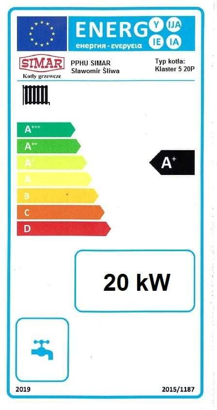 Kocioł na pellet typ KLASTER 5P 20kW 5 klasa Ecodesign