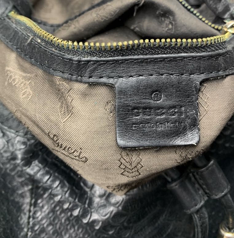 Женская сумка Gucci black python interlocking icon drawstring оригинал