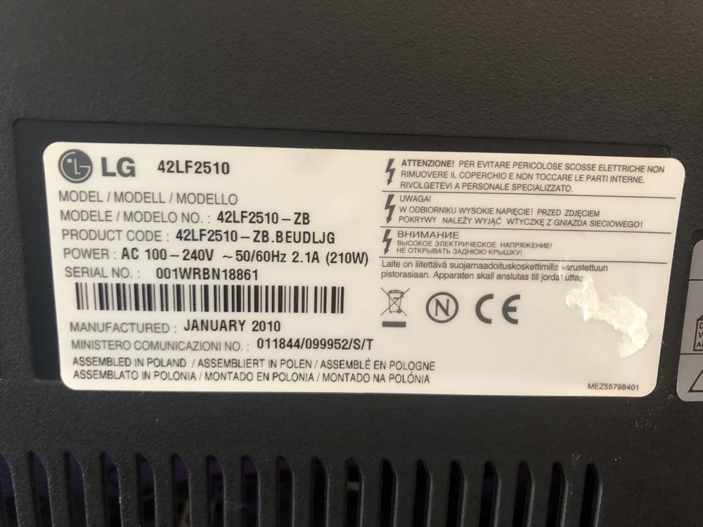 LG 42LF2510 TV 106.7 cm (42") Full HD Black