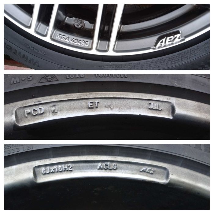 Felgi Koła Aluminiowe AEZ 235/45/R18 CONTINENTAL 7mm 5x112 AUDI VW BMW