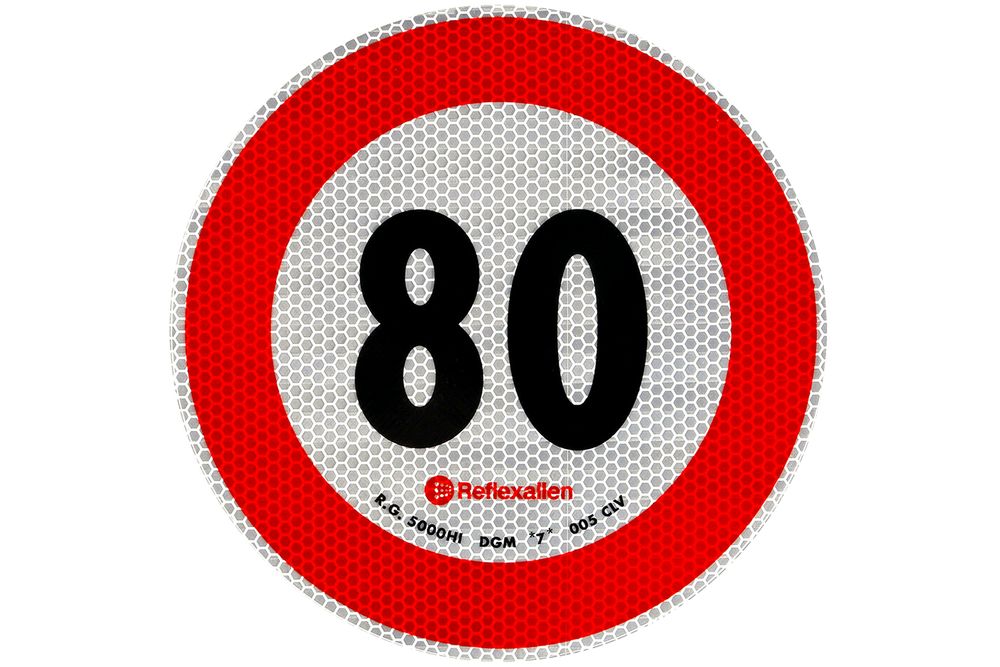 Naklejka nalepka odblaskowa LAMPA ograniczenie do 80 km/h znak B-33