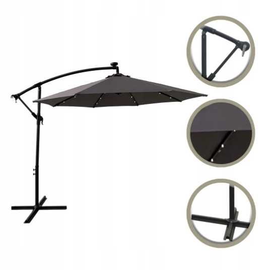 Rozkładany regulowany parasol ogrodowy 270cm LED -DARMOWA DOSTAWA