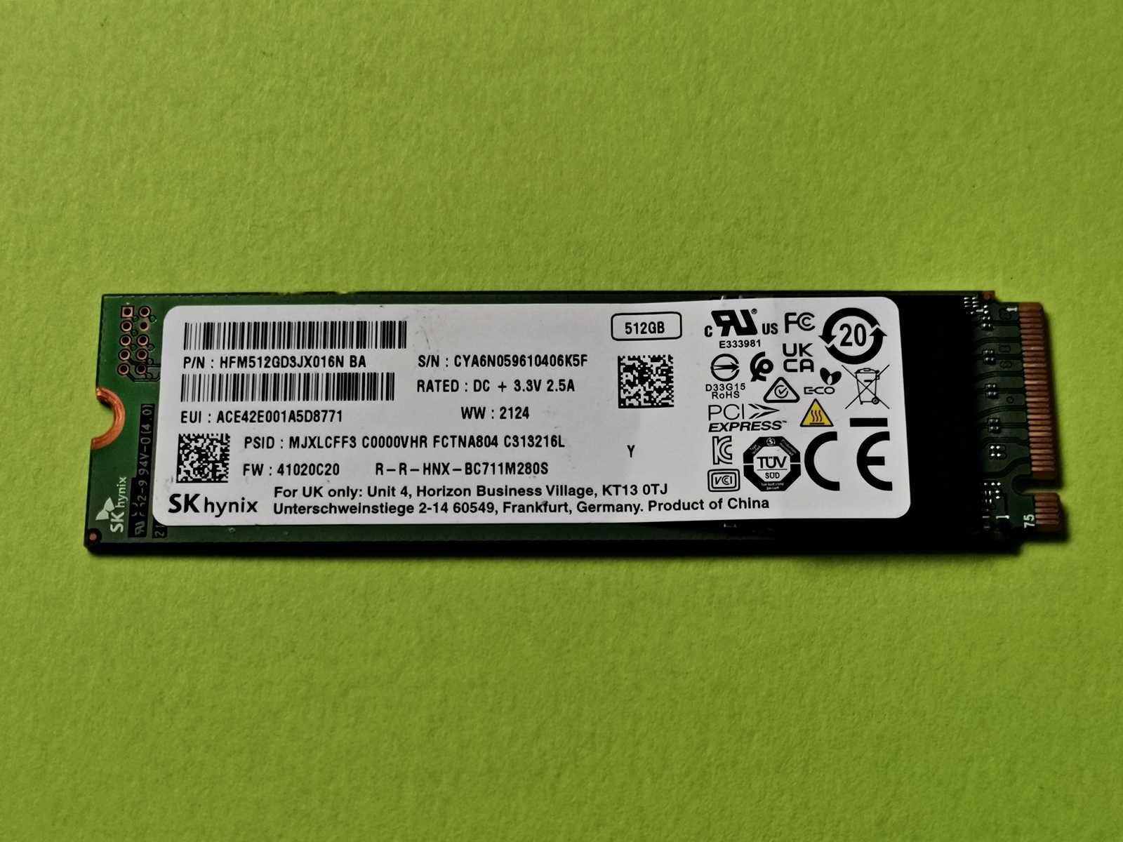 SSD M2 PCie 512GB HyniX