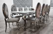 Jadalnia glamour Stół 240/100 + 10 Krzeseł Oval Premium Silver
