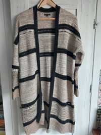 Długi sweter kardigan Massimo Dutti S 36 oversize bawełna