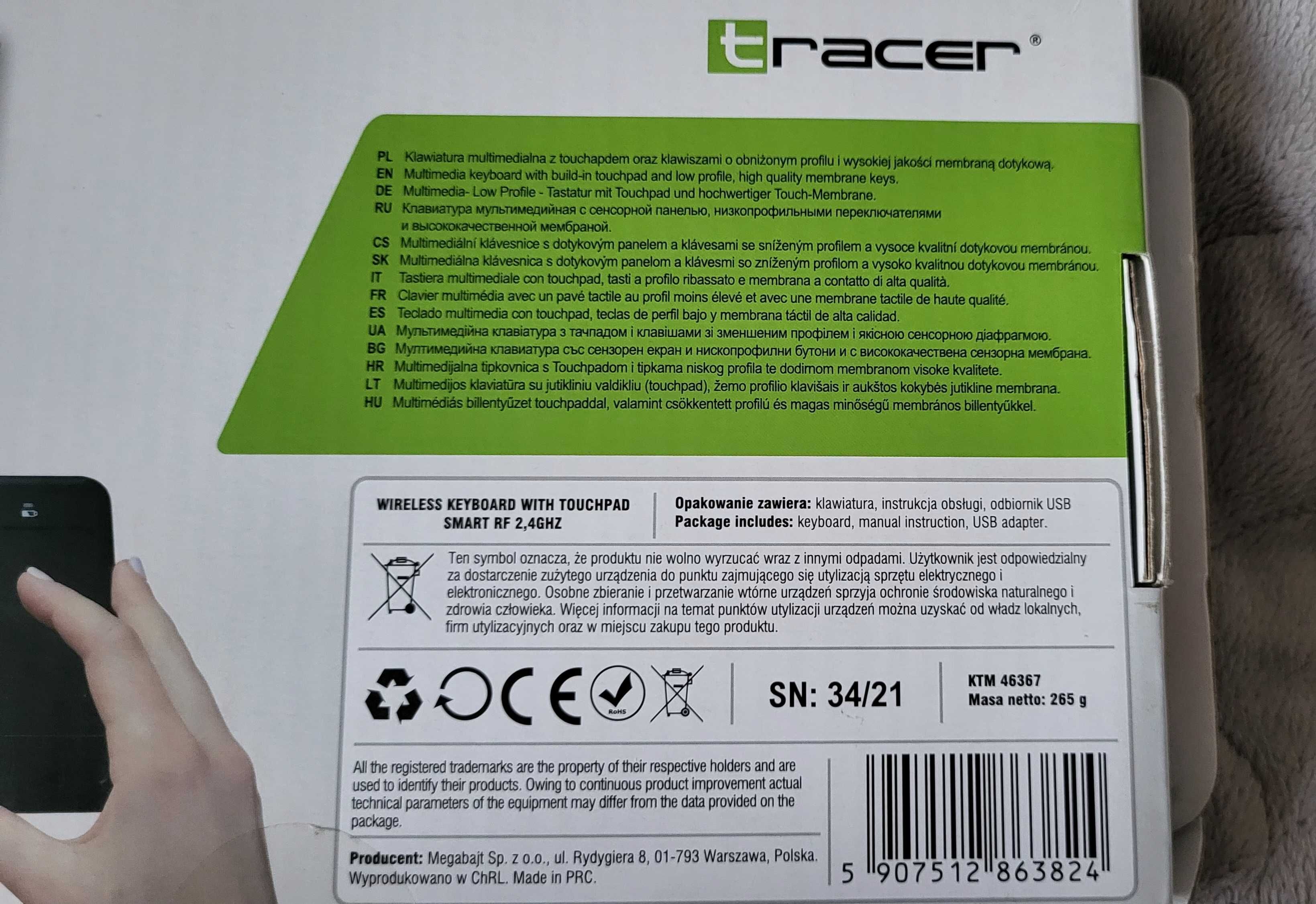 Klawiatura bezprzewodowa z touchpadem TRACER Smart RF 2,4 Ghz