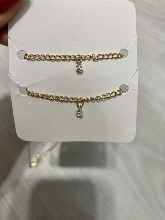 Zestaw: bransoletka + naszyjnik, cyrkonie NOWY