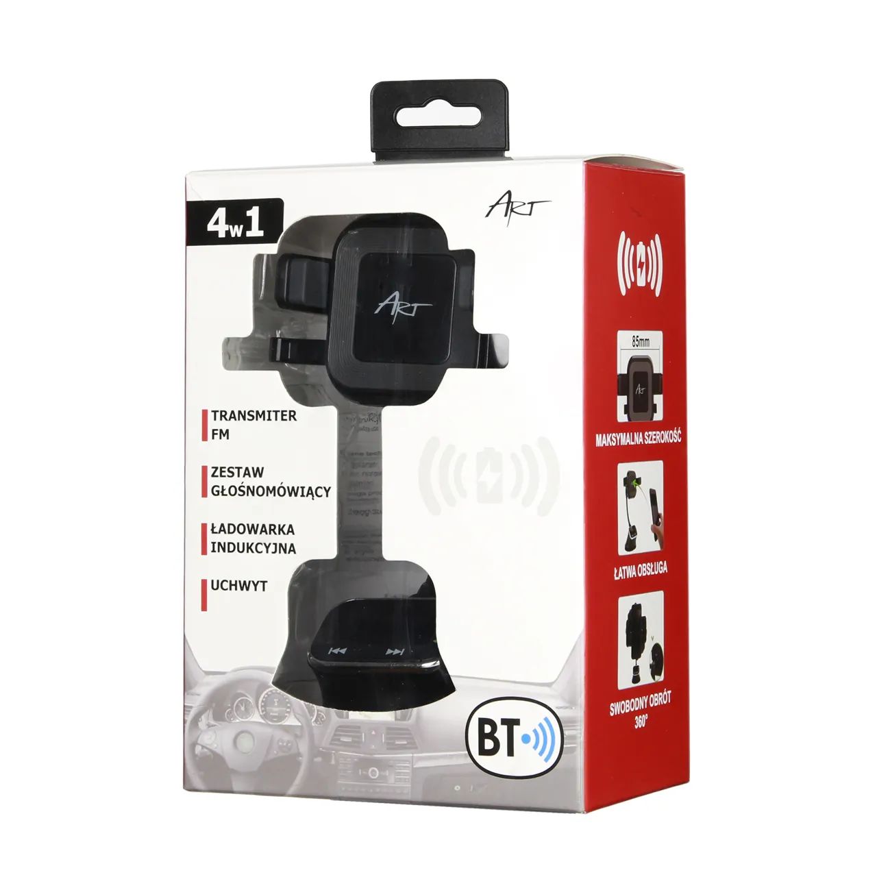 Transmiter bluetooth zestaw głośnomówiący ładowarka indukcyjna FM-09BT