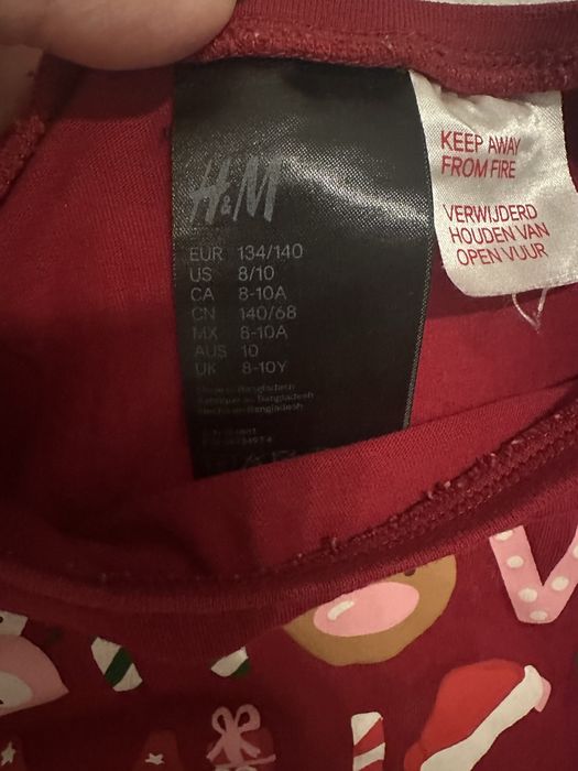 Pizama swieteczna dla dzieczynki rozmiar 134/140- jak nowa