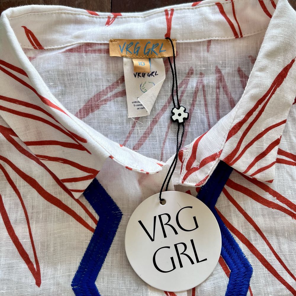 Camisa linho VRG GRL com padrão e bordado NOVA com etiqueta